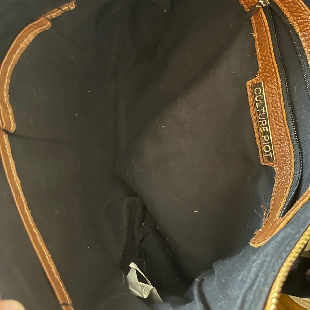 Culture Riot brown crossbody purse with‎ diamond-shaped patchwork detailing